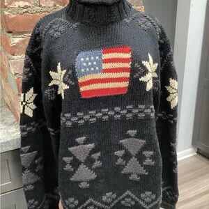 Ralph Lauren Polo Sport Vintage snowflake Sweater USA Flag Mens Large